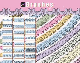 35 Procreate Ruffle Brushes, Waistband Brush, Lace Brush, Procreate Fashion Stamps