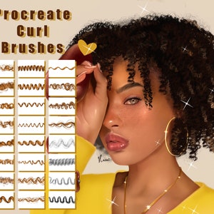 Procreate Lockenbürsten, Procreate zweifarbige Lockenbürsten, realistische Lockenbürsten, Haarbürsten, Afro-Haarbürste,
