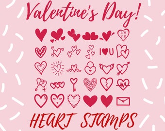 30 Love Stamp Brushes for Procreate, Valentine Day Decorative Brushes