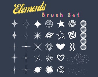 Elements Brush Stamps for Procreate, Sparkle Brush, Procreate Stamps, Sparkles, Cute Stamps, Doodle Stamps, Note Stamps