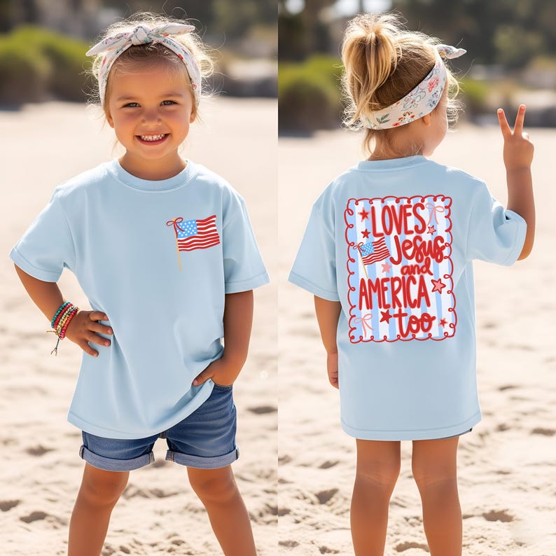 Christian Girls Shirt 4th Of July Kids Patriotic Tee Church Camp Shirt American Girl Shirt Patriotic Faith America 250 Shirt
