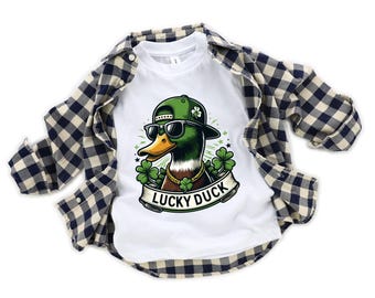 Lucky Duck St Patricks Day Shirt Mallard Duck Toddler Boy Tee