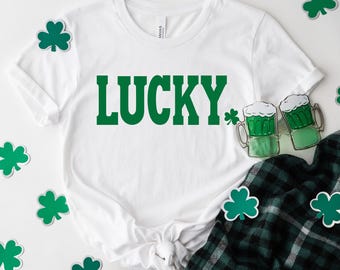 Lucky St Patricks Days Shirt Best Friend Lucky St Patrick's Day Shirt St Paddys Days Shirt Lucky Four Leaf Clover Shirt Shamrock Tee-Shirt