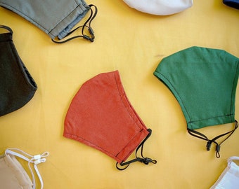 Discount 100% Solid Color Double and Triple Layer Face Mask 10 Set Bulk Wholesale Washable Cloth with Filter Pocket & Adjustable NOSE PIECE