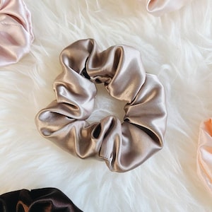 XL Satin Scrunchie, Jumbo Vintage Satin Hair Tie, Big Hair Accessory, Luxury Satin Hair Elastic, Girlfriend Bridesmaid Gift for Her
