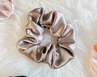 XL Satin Scrunchie, Jumbo Vintage Satin Hair Tie, Big Hair Accessory, Luxury Satin Hair Elastic, Girlfriend Bridesmaid Gift for Her