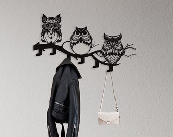 Owl Wall Mounted Coat Rack, Metal Wall Art for Entryway Coat Rack, Wall Mounted Coat Racks Hooks, Coat Hanger With Hook, Fathers Day Gift