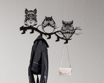 Owl Wall Mounted Coat Rack, Metal Wall Art for Entryway Coat Rack, Wall Mounted Coat Racks Hooks, Coat Hanger With Hook, Fathers Day Gift