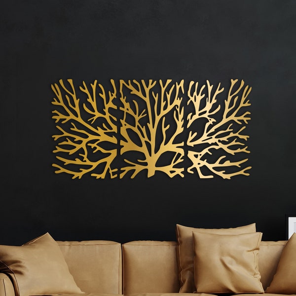 Textured Metal Tree Wall Art: Modern Home Decor