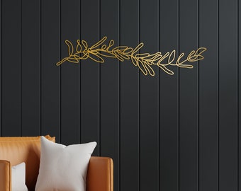 Feuilles d'olivier Brin Art mural en métal, Décoration murale en métal, Art mural en fil de fer, Cadeau de pendaison de crémaillère, Décoration murale moderne de bureau, Cadeau pour la maison, Cadeau de fête des pères