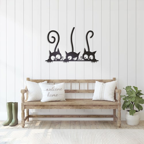 Funny Cats Metal Wall Decor, Kids Room Wall Art , Housewarming Gift, Office Modern Wall shops Decor, Fast and Free Shipping, Christmas Gift