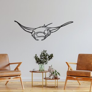 Manta Stingray Metal Wall Decor, Housewarming Gift, Office Modern Wall Decor, House gift, Free and fast shipping, Fathers Day Gift image 3