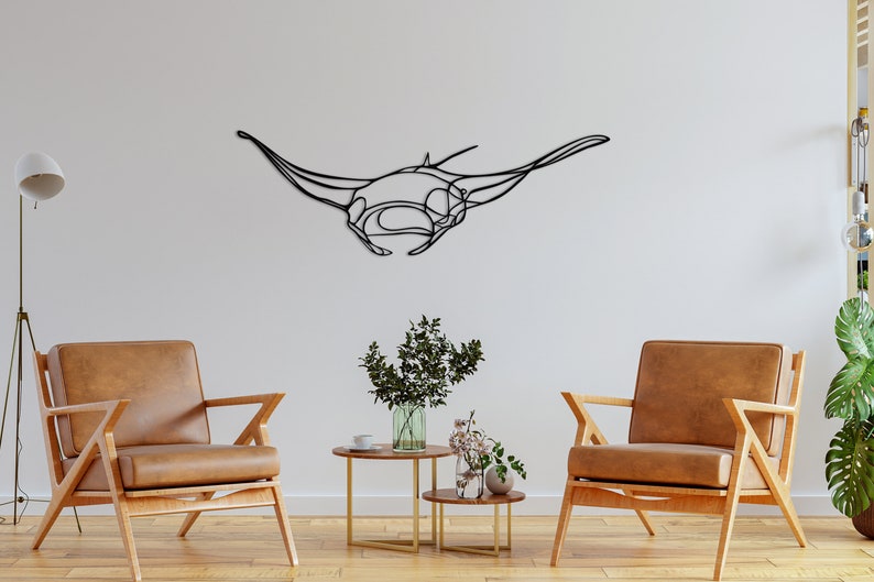 Manta Stingray Metal Wall Decor, Housewarming Gift, Office Modern Wall Decor, House gift, Free and fast shipping, Fathers Day Gift image 3