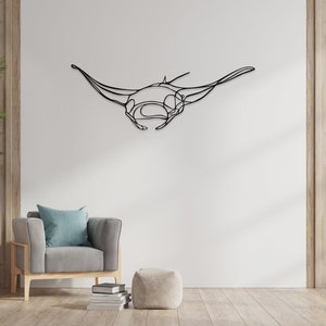 Manta Stingray Metal Wall Decor, Housewarming Gift, Office Modern Wall Decor, House gift, Free and fast shipping, Fathers Day Gift image 9