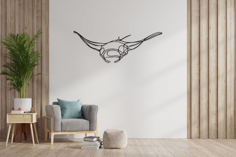 Manta Stingray Metal Wall Decor, Housewarming Gift, Office Modern Wall Decor, House gift, Free and fast shipping, Fathers Day Gift image 9