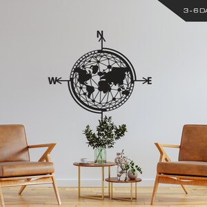 Carte du monde en métal, Carte des mots de peinture de texture, Carte du monde de la boussole, Cadeau de ménage, Cadeau de bureau et décor, Cadeau de la journée, Décoration murale en métal