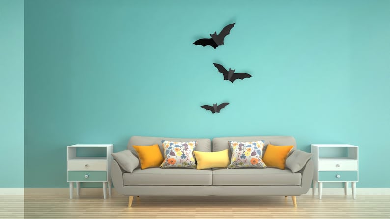 halloween bat metal wall decor,Flying bat on flashy wall, metal wall decor for halloween, bat metal wall decor, bat fly wall art , 3 psc image 2