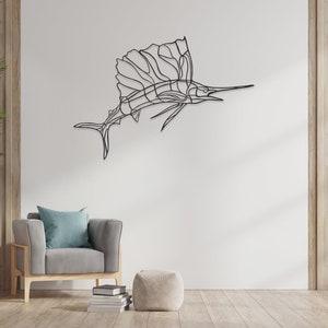 Swordfish Metal Wall Decor, Metal Wall Art, Minimalist Design, Nautical Decor, Marine Wall Art, Lake House Decor, Fathers Day Gift image 8