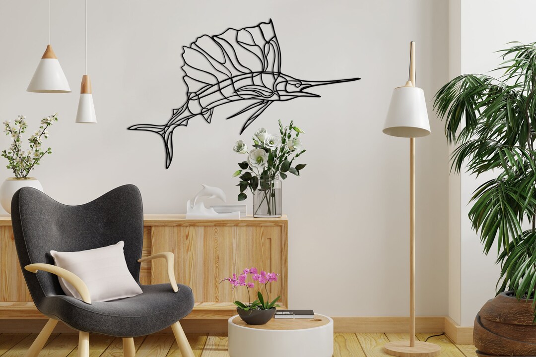 Swordfish Metal Wall Decor, Metal Wall Art, Minimalist Design, Nautical