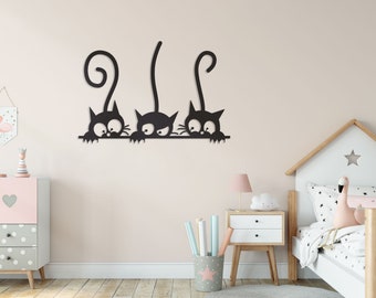 Funny Cats Metal Wall Decor, Kids Room Wall Art , Housewarming Gift, Office Modern Wall Decor, Fast and Free Shipping, Fathers Day Gift