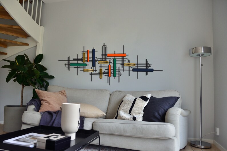 Modern Wall Decor, Minimalist Wall Art, Colorful Metal Wall Decor, Minimalist Line Art, Unique Wall Decor, Colorful Art, Modern Home Decor