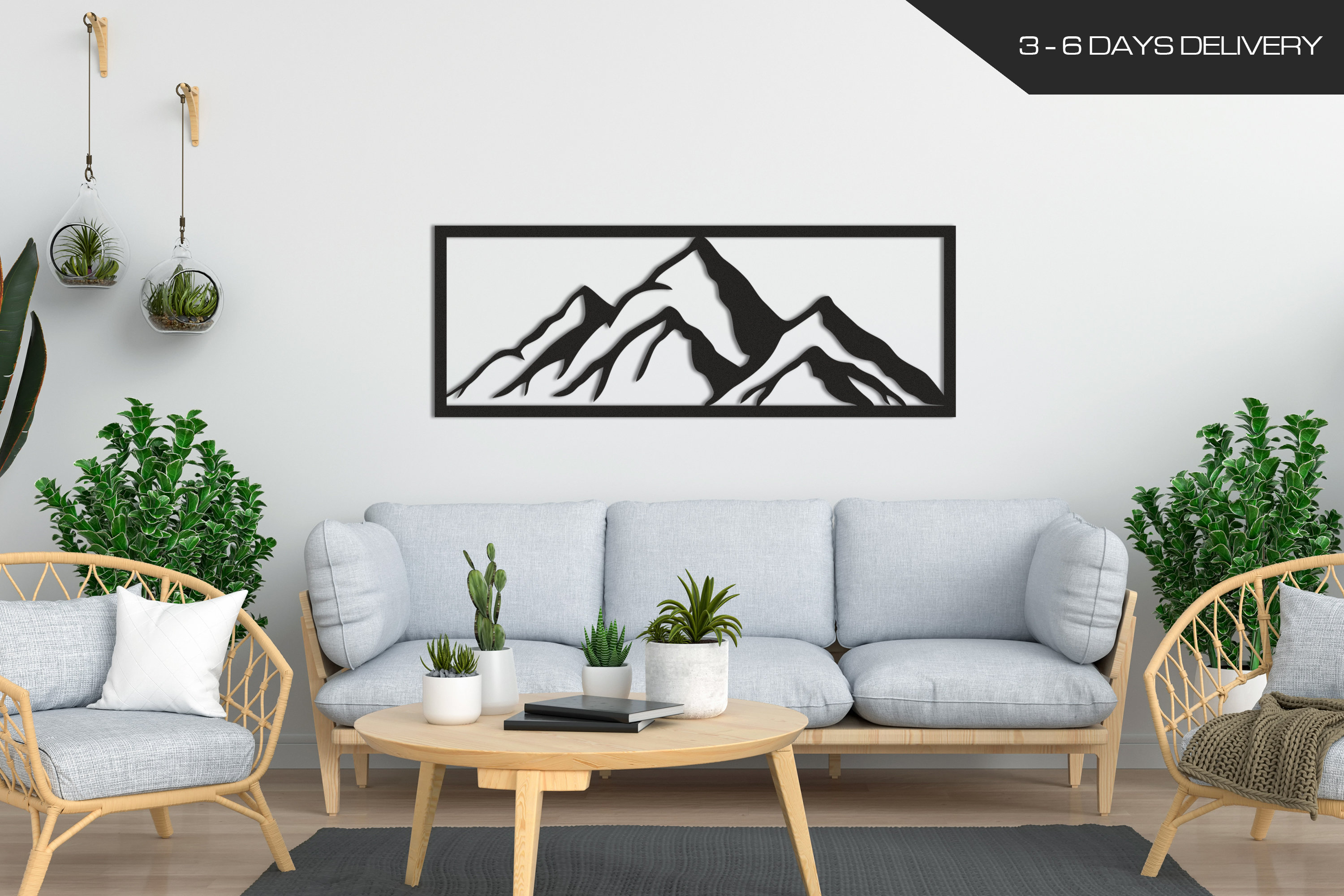 Décor mural en métal de montagne encadré Texture Paint Metal Etsy Canada