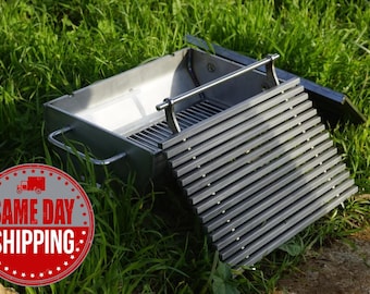 Hibachi Grill Metal Portable Fire Pit, Outdoor Fire Pit, Backyard Fire Pit Bowl, Stainless Steel Charcoal Grill Kebab BBQ Portable Mangal