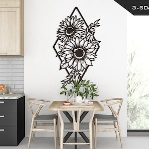 Daisy and Flower -  Metal Wall Art, Metal Wall Decoration, Wall Hangings, Geometric Wall Art, Metal Sign, Metal Wall Decor, Fathers Day Gift