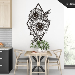 Daisy and Flower Metal Wall Art, Metal Wall Decoration, Wall Hangings, Geometric Wall Art, Metal Sign, Metal Wall Decor, Fathers Day Gift zdjęcie 1