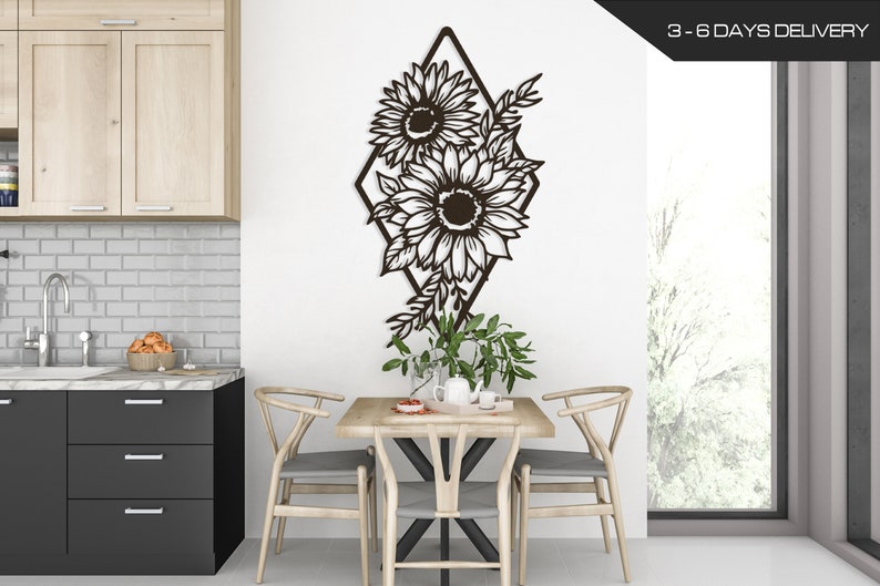 Daisy and Flower Metal Wall Art, Metal Wall Decoration, Wall Hangings, Geometric Wall Art, Metal Sign, Metal Wall Decor, Fathers Day Gift zdjęcie 1