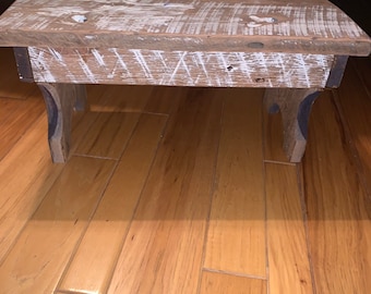 Primitive Bedside Step Stool ~ Heavy Duty Reclaimed Barn Wood (Handmade in U.S.A.)