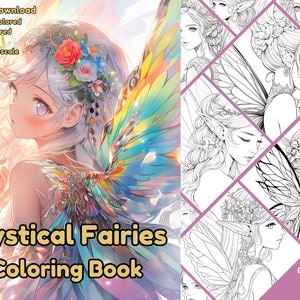 Mystical Fairies Coloring Book, 30 Imaginative Fairies Coloring Pages for Adult and Teen, Fun Activities, Instant Download. Unlimited Print