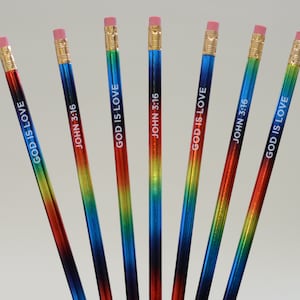 Jean 3 : 16 - Dieu est amour Crayons chrétiens inspirants arc-en-ciel