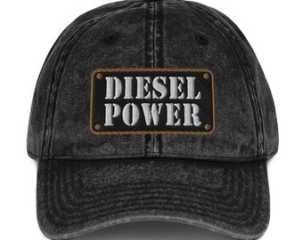 Diesel Power Funny No Gas Truck Meme Vintage Baseball Hat