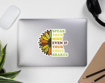 Speak Your Mind Even If Your Voice Shakes RBG Feminist Quote Sticker