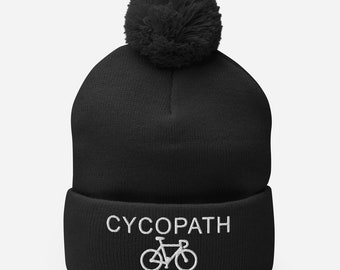 Cycopath Definition Funny Cycling Addict Gift for Cyclist Pom-Pom Beanie