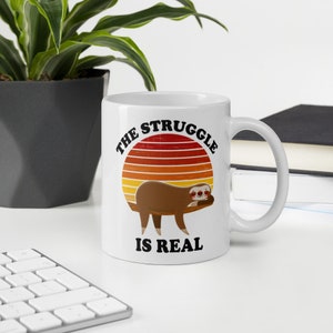 The Struggle Is Real Cute Sloth Sleep Christmas Funny Mug