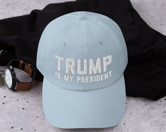 thumbnail image 2 of Jesus Is My Savior Trump Is My President USA Navy Blue Embroidered Baseball Cap – Adjustable Strapback 2 of 4