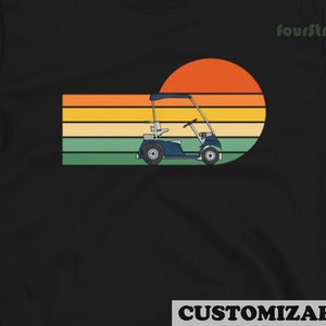 Golf Cart Retro Vintage Sonnenuntergang Golfer Tshirt