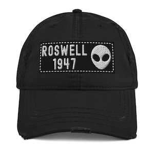 Roswell 1947 Alien UFO Humor Distressed Baseball Hat