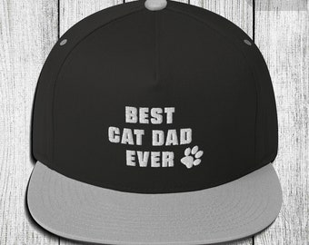 Mens Best Cat Dad Ever Snapback Hat, Funny Cat Dad Father Vintage Gift Embroidery Cap, Father's Day Gift