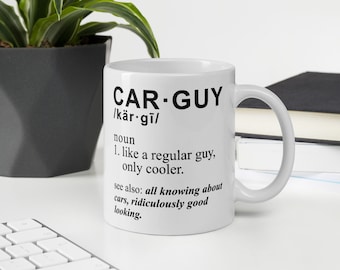 Funny Car Guy Mug, Gift Car Guy Definition Coffee Mug, Car Guy Definition  Head Gear Mug 