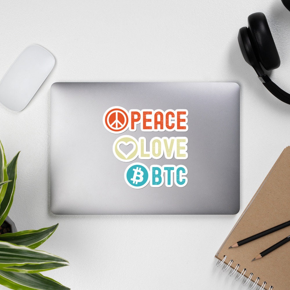 Peace Love BTC Bitcoin Crypto Digital Currency Sticker - Etsy Canada