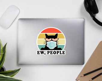 Ew, gente gato que lleva la máscara de la cara anti social introvert pegatina