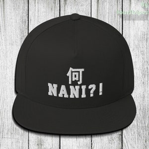 ¡Nani! ¿Qué? Divertido Omae Wa Meme Snapback sombrero, divertido japonés anime bordado capuchón, japonés Kanji Flat Bill Cap