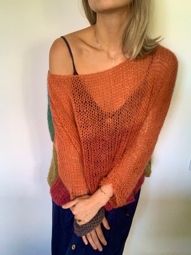 Mohair Hand Knit Sweater Mohair Sweater Spring knit sweater Etsy