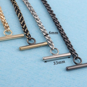 Hochwertige Geldbörse Kette, 120cm schwarz/Silber/Gold/Bronze Schulter Crossbody Handtasche Metallkette mit OT Verschluss, 6mm Ersatz Griff Kette