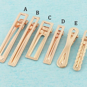 10 Pcs Blank Alligator Hair Clips,Light Gold Flat Alligator Barrettes,Metal Hairpin,Fashion Hairpin Blank Base For DIY Hair Accessories