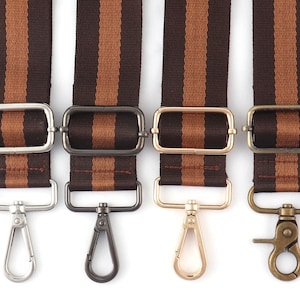 Purse Bag Straps,55 inch Brown Adjustable Crossbody Bag Strap, 1.5'' (38mm) Width Stripe Replacement Purse Strap,Woven Canvas Shoulder Strap