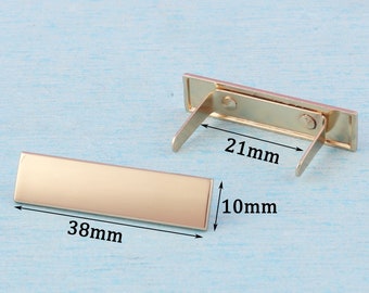 Benutzerdefiniertes Logo Geldbörse / Taschenetikett, 38 mm x 10 mm Hellgold Metall Blank Rechteck Tags mit Füßen, personalisierte Laser graviert für handgefertigte-10 Stk